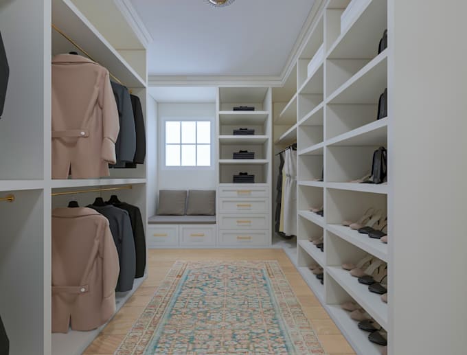 Gig Preview - Design your walk in closet interior 3d render