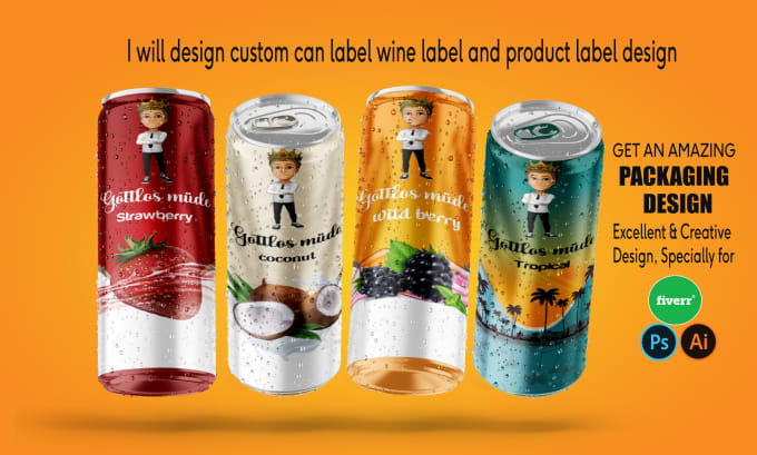 Gig Preview - Design custom can label wine label and product label design