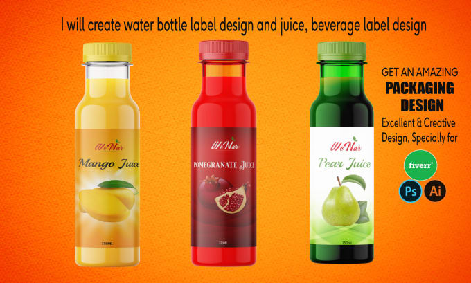 Gig Preview - Create unique juice label, water bottle label, milk, can, jar label design