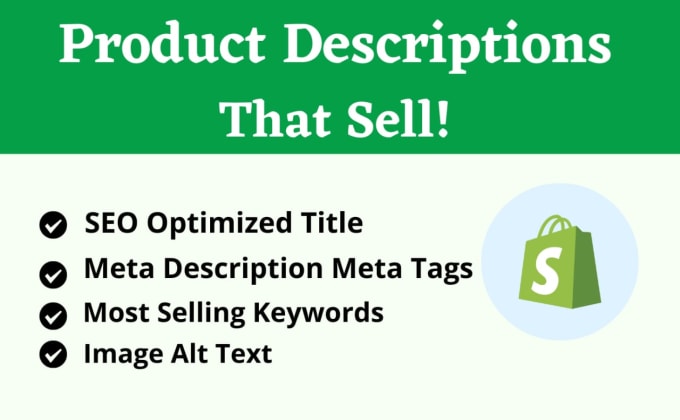 Gig Preview - Write effective shopify product descriptions with SEO