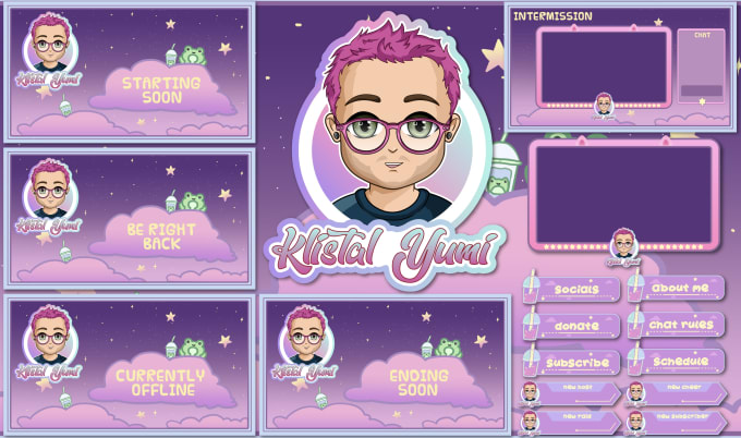 Gig Preview - Design cute twitch emotes, logo and overlay for your stream