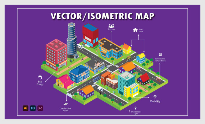 Gig Preview - Draw amazing vector or isometric map illustrations