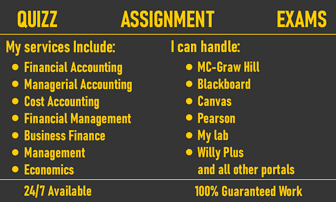 Gig Preview - Do accounting and tax assignments and tutoring