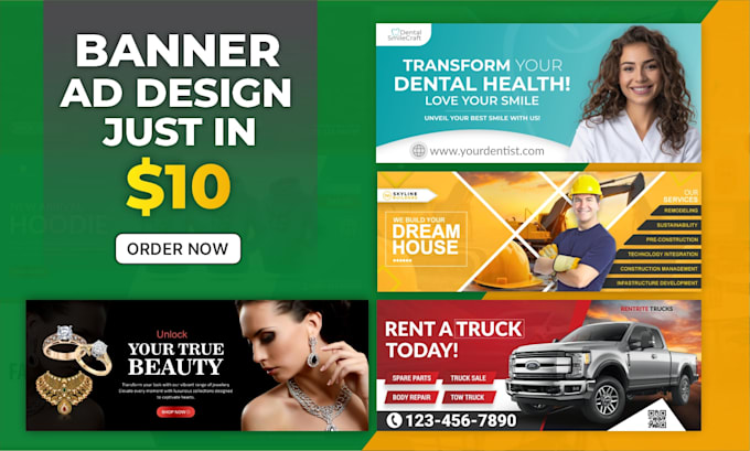 Gig Preview - Design banner ads website, shopfiy, google and etsy banner, web slider, header