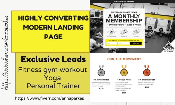 Gig Preview - Generate personal fitness exclusive leads physical fitness fitness landing page