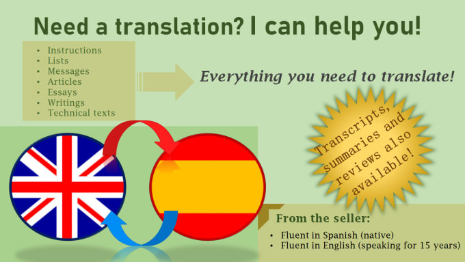 Gig Preview - Translate anything you need between english and spanish for any format