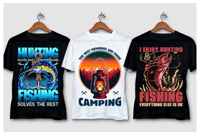 Gig Preview - Provide hunting fishing camping adventure custom t shirt designs ai eps pdf