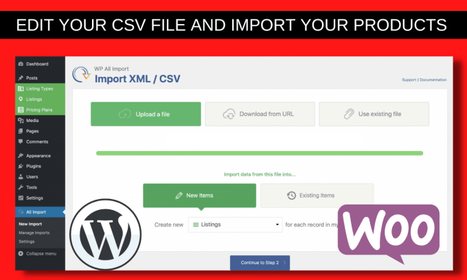 Gig Preview - Edit your csv file and import your products to woocommerce store