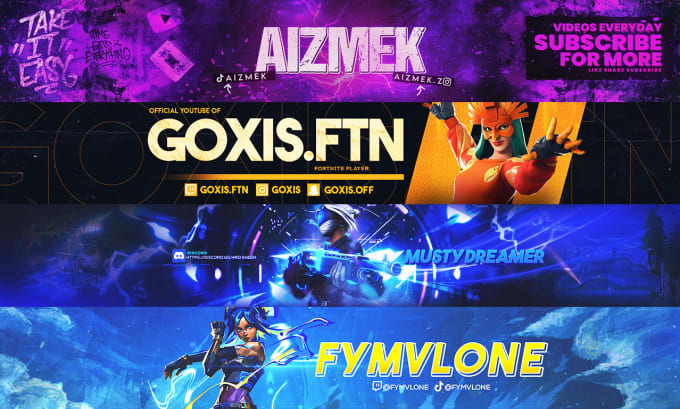 Gig Preview - Design gaming banner, header for youtube, twitter, twitch