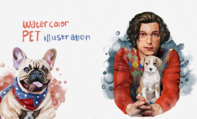 Gig Preview - Draw pet and human in a realistic watercolor style