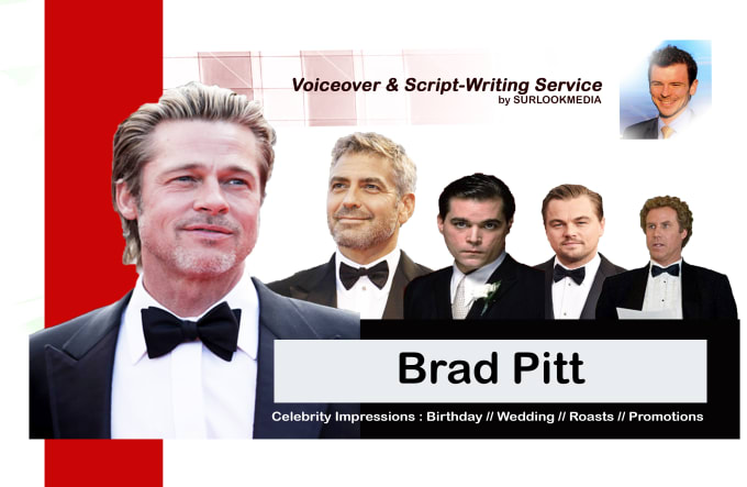 Gig Preview - Voice record script as american movie actor brad pitt