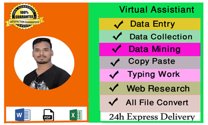 Gig Preview - Do copy paste typing, excel data entry typing work job, excel data entry