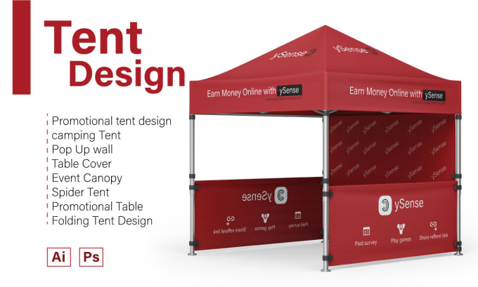 Gig Preview - Design roll up banner, table cover, canopy tent and backdrop