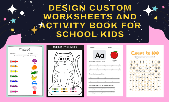 Gig Preview - Design custom worksheets and activity book for school kids