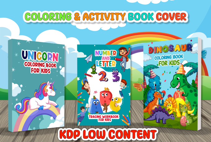 Gig Preview - Design kids coloring and activity book cover for amazon kdp low content