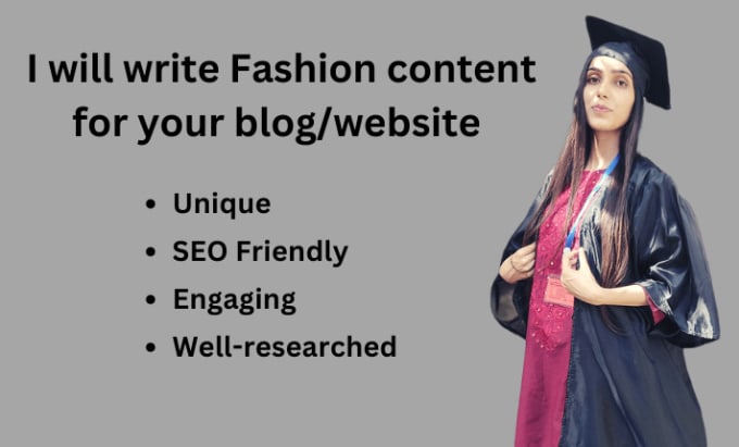 Gig Preview - Write SEO friendly fashion content for your blog and website