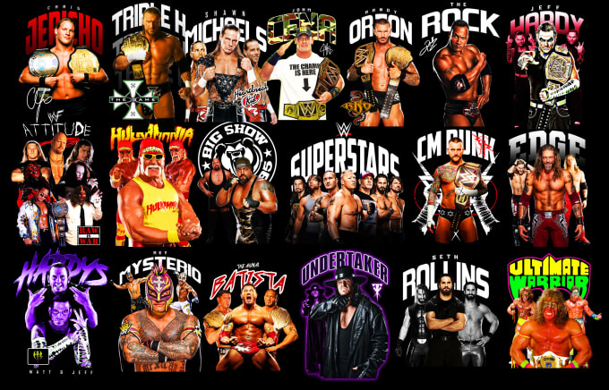 Gig Preview - Provide 50 wwe wrestling dtf dtg t shirts bundle designs