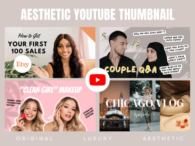 Gig Preview - Design aesthetic clickbait youtube thumbnails