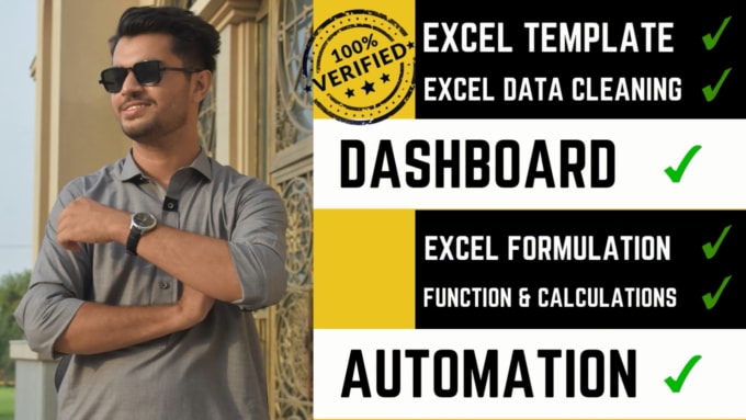 Gig Preview - Design and automate excel dashboard, template, formulas and excel data cleanup