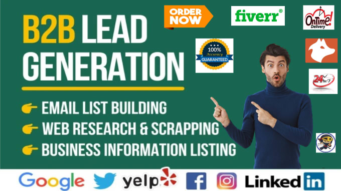 Gig Preview - Provide b2b linkedin lead generation, b2b leads ,contact list and email finder