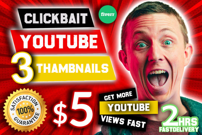 Gig Preview - Design 3 clickbait youtube thumbnails in 2 hours