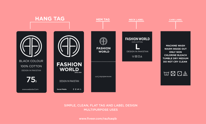 Design clothing labels, shirt tag, hang tag and neck tag by Muhammadusama99