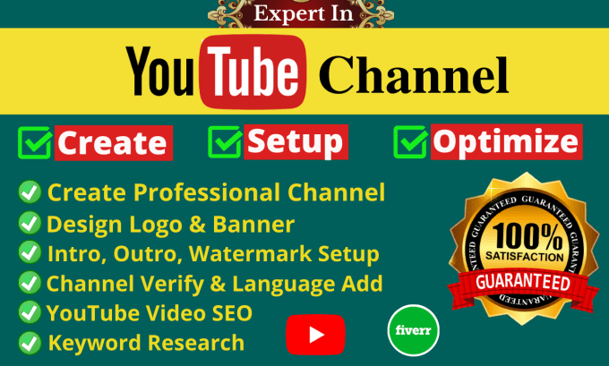 Gig Preview - Create youtube channel properly with logo, art, intro, outro