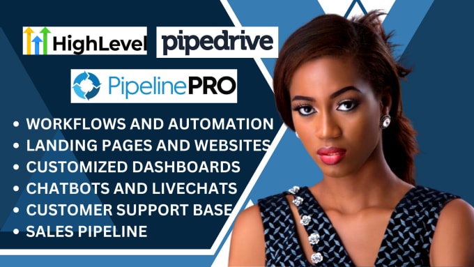 Gig Preview - Setup pipedrive, pipeline pro,go high level website,gohighlevel funnel