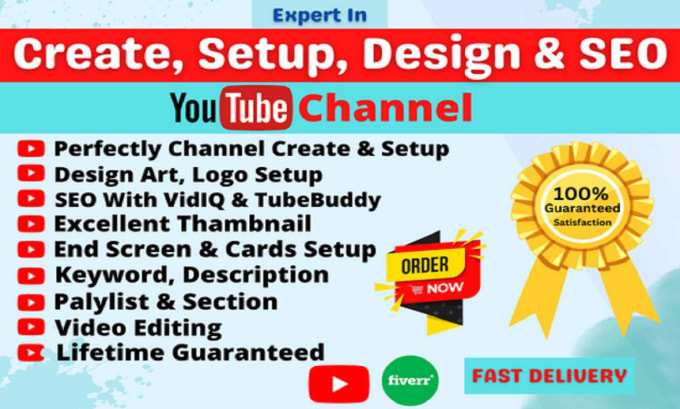 Gig Preview - Create, setup, design, youtube channel with logo, art, and SEO