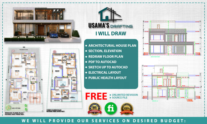 Gig Preview - Draw architectural floor plans and house plan in auto cad