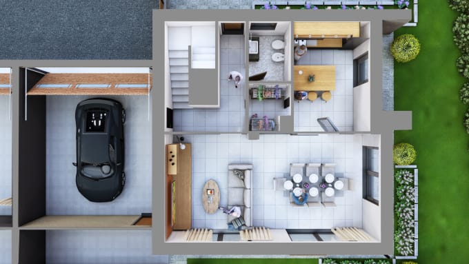 Gig Preview - Create isometric 3d render from your floor plan