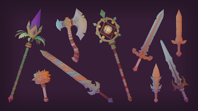 Gig Preview - Create stylized low poly 3d models, weapons, and game assets