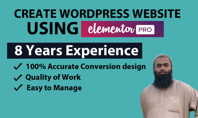 Gig Preview - Create wordpress website with elementor pro