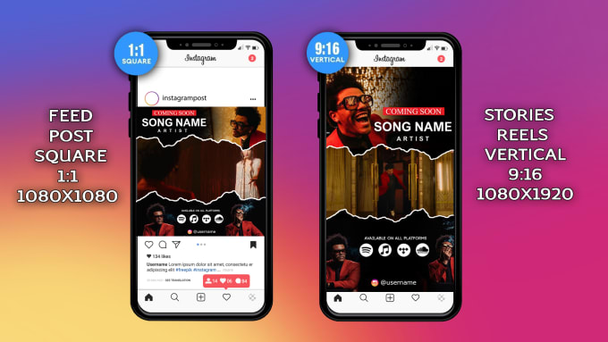 Gig Preview - Make instagram music video promotion promotional post , feed storie , story reel