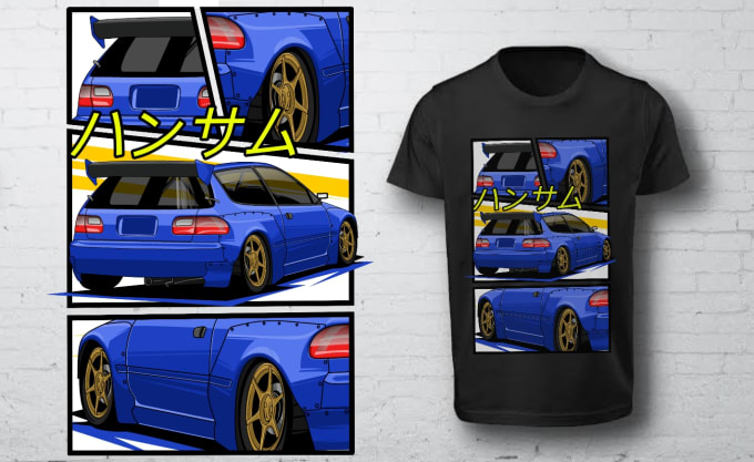 Gig Preview - Draw car vector cartoon for automotive t shirt design