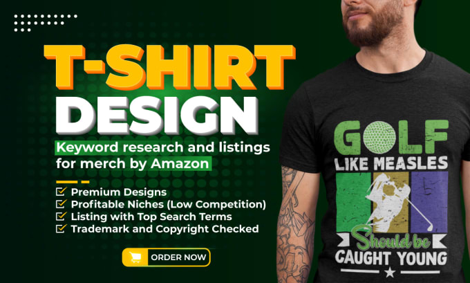 Gig Preview - Research and create tshirt designs and keyword listings for merch by amazon