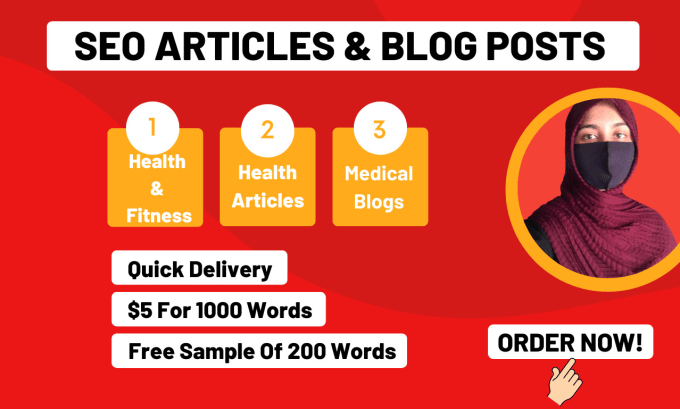 Gig Preview - Write SEO health and fitness, nutrition, and medical articles and blog posts