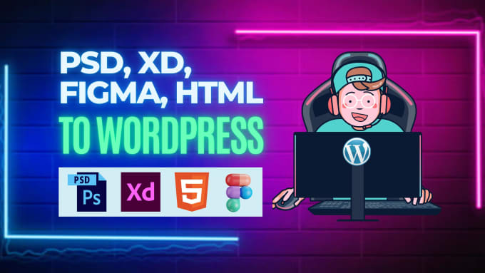 Gig Preview - Convert psd to wordpress, xd to wordpress, figma  to wordpress,html to wordpress