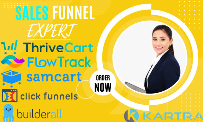 Gig Preview - Setup thrivecart samcart sales funnel builderall kartra flowtrack clickfunnels