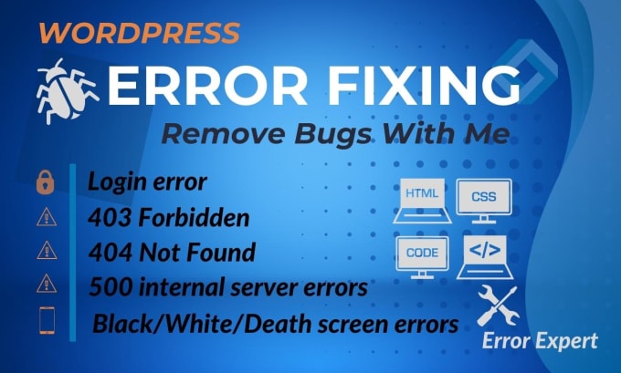 Gig Preview - Fix or repair your wordpress errors, bugs, issues or problems