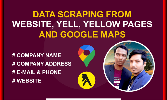 Gig Preview - Do data scraping from website, yell, yellow pages and google maps