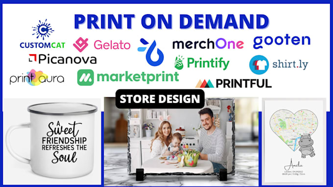 Gig Preview - Build shopify print on demand dropshipping store with teeinblue