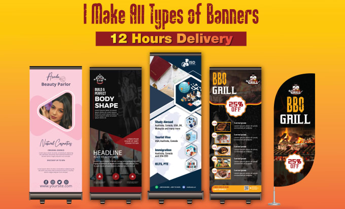 Gig Preview - Design roll up retractable billboard pull up roller feather flag banner