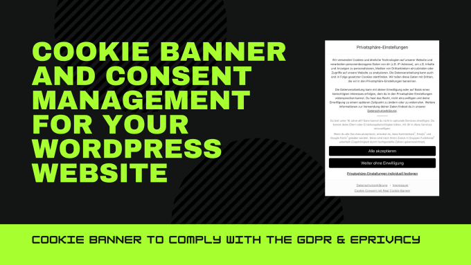 Gig Preview - Create a cookie banner to comply with gdpr and eprivacy