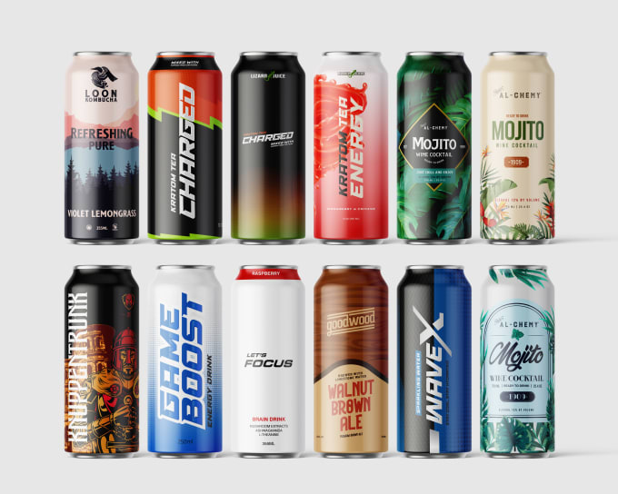 Gig Preview - Design beverages, juice, soda, energy drink and beer can label