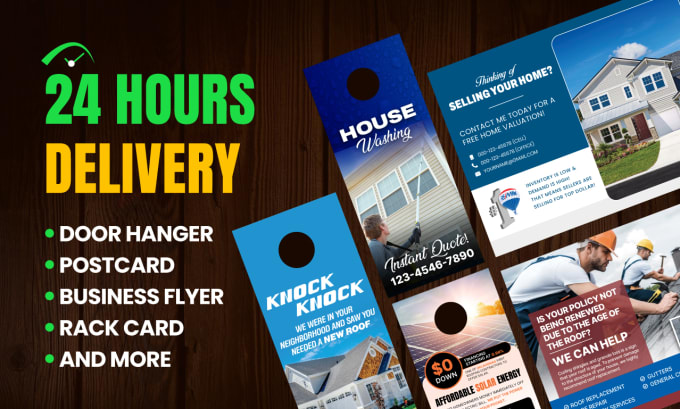 Gig Preview - Design door hanger, postcard, business flyer, for roofing, cleaning, solar