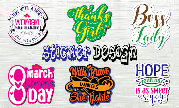 Gig Preview - Create stickers , cute retro, typography, sticker designs, svg bundles