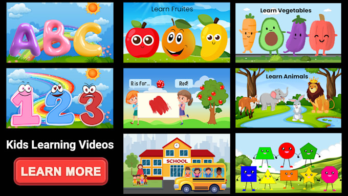 Gig Preview - Create kids learning videos for youtube