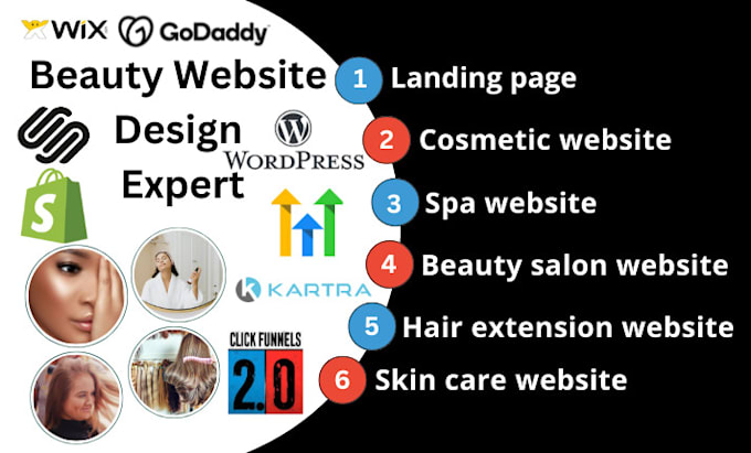 Gig Preview - Design your beauty salon, hair extension, spa, skincare, cosmetic website