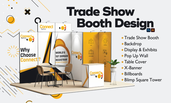 Gig Preview - Design trade show booth, backdrop and banner for your exhibition